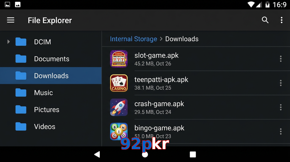 Main screen of 92Pkr gameapk page for PK players