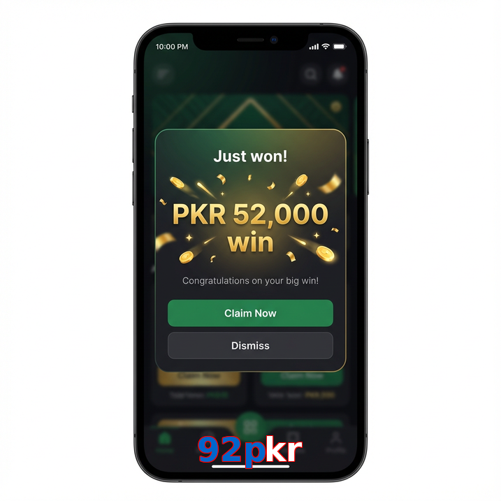 Main screen of 92Pkr win page for PK players